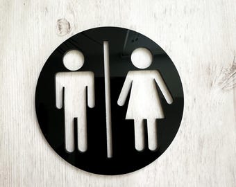 Restroom door sign, Bathroom acrylic sign, round sign, male and female toilet, office signage, office sign, office supplies, 3D wall sign
