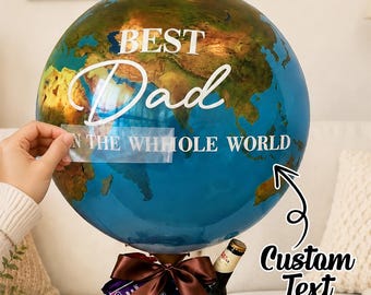 Het beste balloncadeau voor papa, gepersonaliseerde Vaderdagballon, ballon met aardemotief voor papa, balloncadeau voor opa, verjaardagsballondecoratie