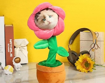 Girasole danzante personalizzabile con foto: canta, registra, ha luci a LED e si ricarica tramite USB.