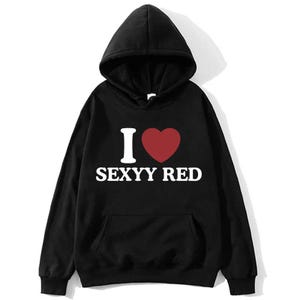 I Love Heart Hoodie Sexy Red Fashion Sweatshirt, Oversized Hip Hop Style, Long Sleeve, Unisex Hoodie, Casual Hoodie, Autumn Winter Gift