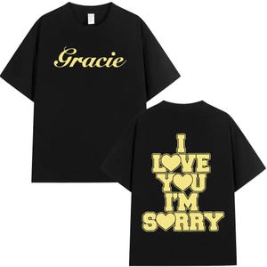 Kocham Cię Przepraszam Gracie Abrams T-shirt | Unisex Harajuku Hip Hop Streetwear | Casual Cotton Short Sleeve Tee | Koszulka Harajuku