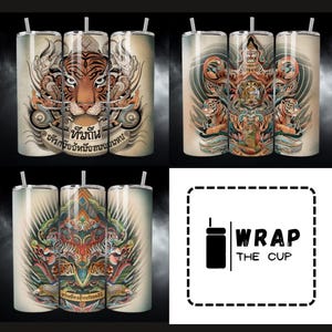 Traditional Thai Tattoo Sak Yant Digital Tumbler Wrap – Sacred Yantra Designs for Sublimation, Buddhist & Spiritual Protective Art