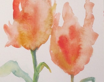 Orange Flowers No. 2 watercolor painting