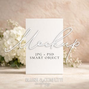 Maqueta de tarjeta de detalles de 4x6", maqueta de papelería, maqueta de tarjeta de invitación, maqueta de boda minimalista, maqueta digital de tarjeta en blanco, JPG PSP Smart Object