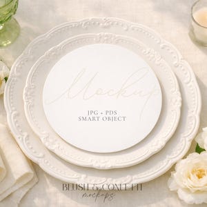 Round Menu Card Mockup, Stationery Mockup, Wedding Menu Mockup, Blank Card Digital Mockup, JPG PSP Smart Object