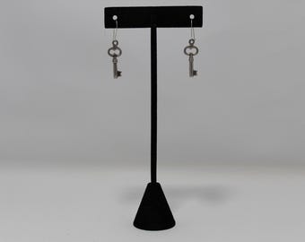 925 Sterling Silver Vintage Key Earrings Dangle Hook