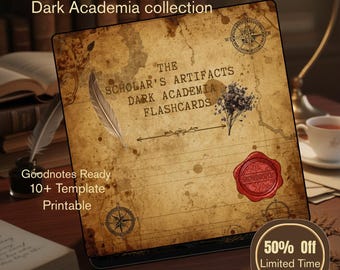 Tarjetas didácticas de Dark Academia / Plantilla de estudio de artefactos académicos (PDF)