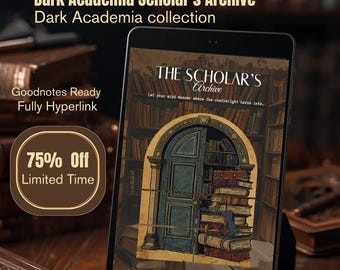 Agenda estudiantil Dark Academia, diario académico digital para GoodNotes, diario de lectura académica, planificador de estudios universitarios, PDF estético