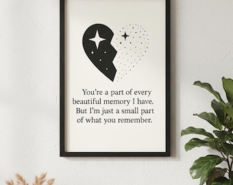 Impresión con cita de "Memoria de un corazón roto", poema minimalista decorativo (descarga digital)