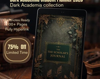 Agenda estudiantil Dark Academia 2026, Revista académica digital para GoodNotes, Seguimiento de tesis académicas, Planificador de estudios universitarios, PDF estético