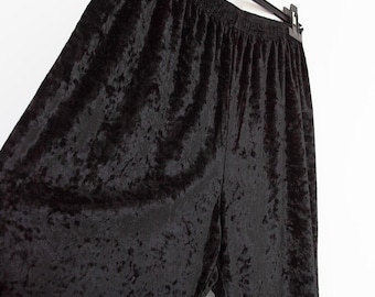 Czarne aksamitne spodnie z elastyczną talią, damskie, rozmiar XL, rozciągliwe aksamitne spodnie w stylu vintage, wysoki stan, zwężane nogawki, aksamitne spodnie imprezowe