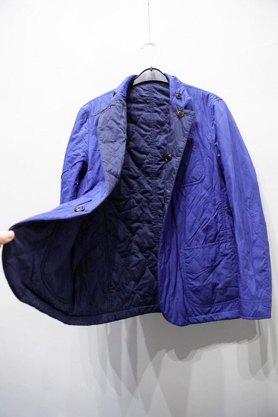 Massimo Dutti, Vintage Royal blue quilted jacket by Massimo Dutti women size L / EUR-50 / USA-40, Cobalt blue & navy reversible button down coat