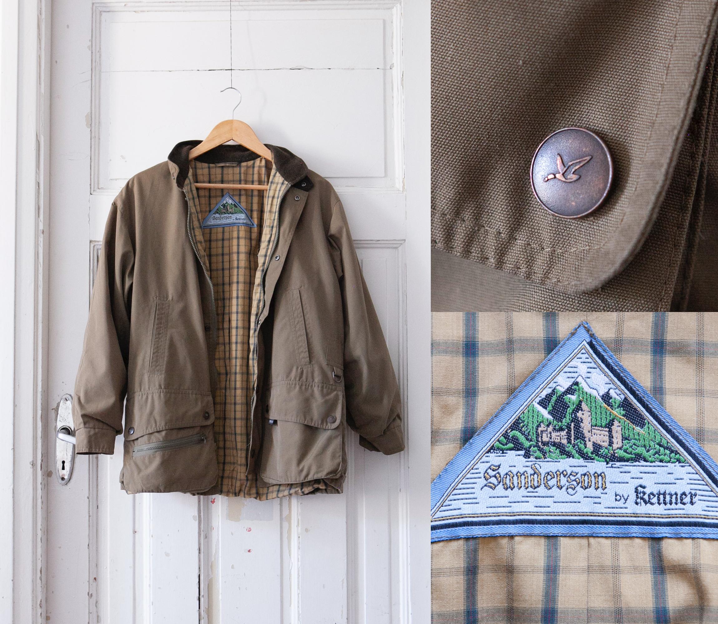 Vintage 50s 60s Hunting Jacket Coat Khaki Canvas Shooting