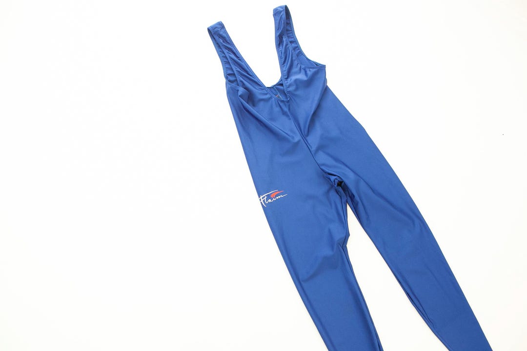 Vintage Ftaim Blue Unitard | 80s 90s Stirrup Bodysuit | Made in Benelux ...