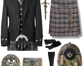 Schotse argyll outfit kilt 9-delige set bruiloft kilt set antieke distel kilt outfit argyle jas kilt outfit verkrijgbaar in 50+ ruiten