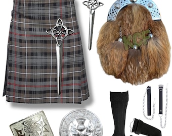 Skotskt skotskt kiltset för män, skotskt 8-delat kiltset för bröllop, tartan, kiltkilt finns i över 50 klantartaner.