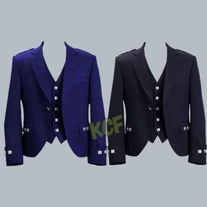 Veste kilt à losanges pour homme pour mariage écossais en laine à losanges et gilet 5 boutons