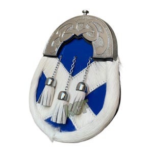 Men&#39;s Saltire Flag Sporran Scottish Full Dress Celtic Knot Cantle Sporran With Sporran Chain Belt