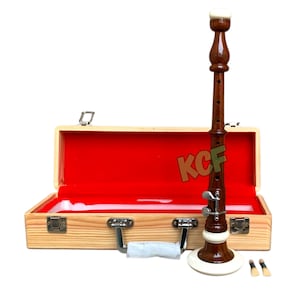 Bombard Chanter Handmade Rosewood Natural Finishing Tuneable Musical Bombard Chanter Wooden Chanter With 2 Reeds & Hard Case