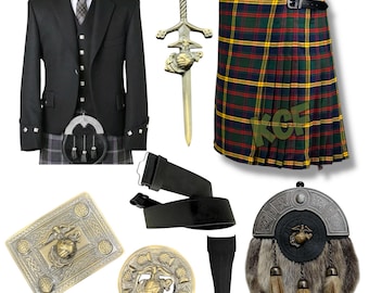 Men's Antique United States Marine Corps Kilt Outfit Traditional Scottish Wedding Kilt Set USMC Tartan Kilt Set Available in 45+ Clan Tartan