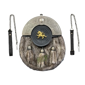 Rampant Lion Golden Badge Kilt Sporran Schottischer Herren Hochzeit Kilt Sporran mit Sporran Kettengürtel