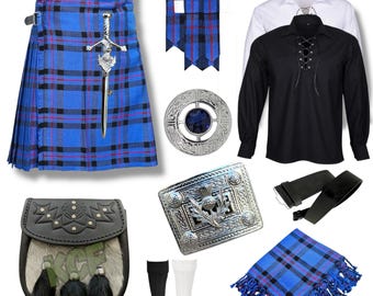 10-delige kiltoutfit voor heren, traditionele distelkiltset Schotse bruiloft, kilt-outfit met Schotse ruit, verkrijgbaar in 45+ clantartans
