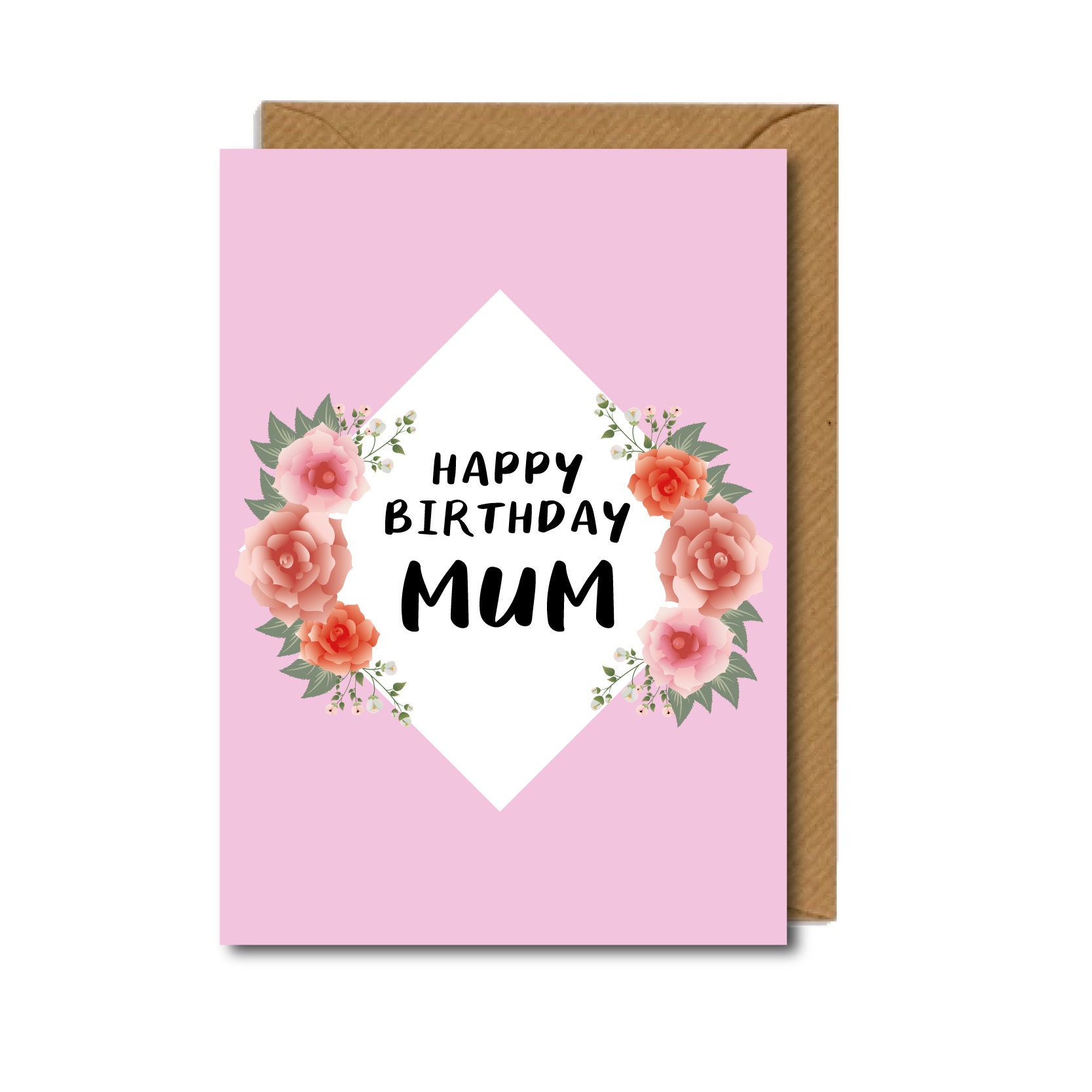 Floral Happy Birthday Mum Flowers Birthday Card Etsy UK