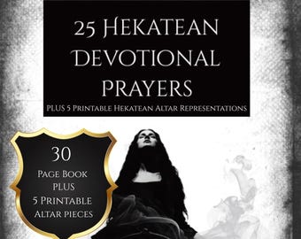25 páginas de grimório com orações devocionais de Hécate e 5 ilustrações de altar para imprimir.