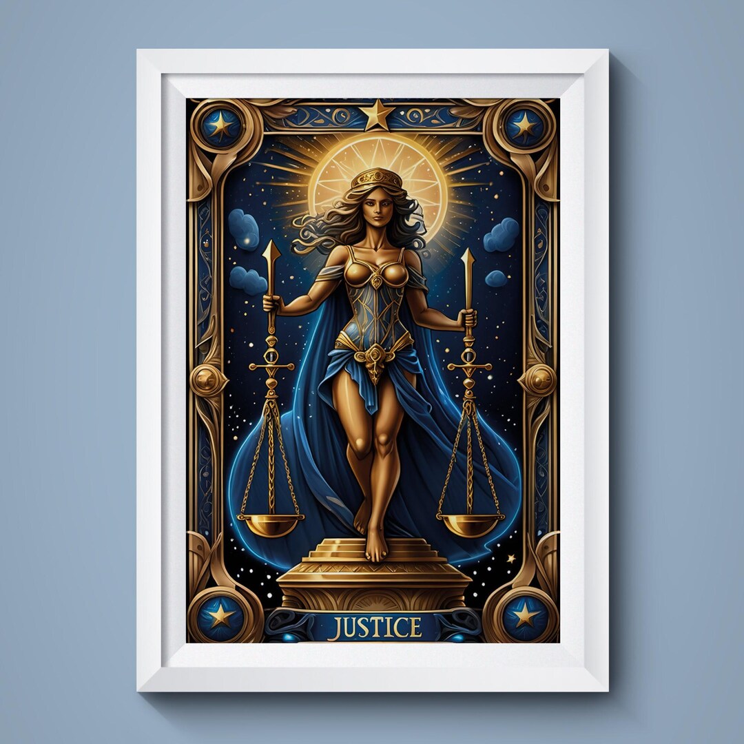 The Justice Card Tarot Art Balanced Scales Illustration digital Art the-justice-card-tarot-art-balanced-scales-illustration-digital-art