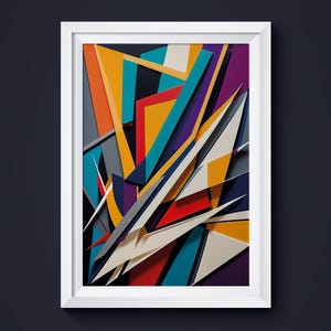 Geometric Abstract Art Print: Dynamic Color Palette (Digital Download)
