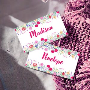 Tropical WildFlower Wedding Place Card Template | Elegant Script Wedding | Business Card | Editable Instant Download -ChocoRoseCreation