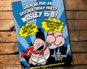 Captain Underpants Birthday Party Invitations
