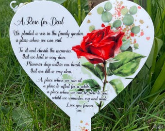 Memorial Heart Grave Marker| Mum Grave Marker| Grave Ornament| Memorial Keepsake| Memorial Grave Plaque| Remembrance Gift| In Memory Of Dad