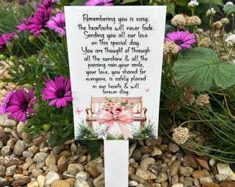 Remembering You Grave Marker| Heavenly Mothers Day Grave Decoration| Letter To Heaven| Loss Of Mum| Missing Mum| Memorial Grave Decoration|