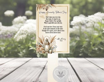 Tarjeta de Feliz Día del Padre Celestial / Lápida del Día del Padre Celestial / Carta a papá en el cielo / Decoración de tumba para él