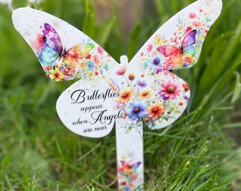 ORIGACH Acryl Gedenktafel Mit Schmetterling & Herz – Wasserdicht Für Grab, Garten & Erinnerung