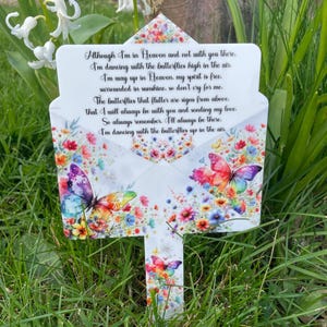 Letra de poema memorial de borboleta marcador de túmulo | marcador de túmulo de borboleta | ornamento de túmulo | memorial | placa de túmulo memorial de borboleta | lembrança