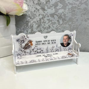 Personalised Memorial Bench with Photo | Acrylic Memorial Keepsake | In Memory Of Keepsake | Small Memorial Decoration | Bereavement Gift