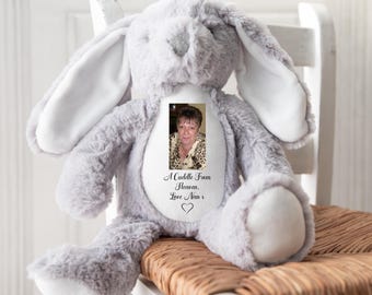 Personalised Memorial Bunny Bear | Photo Memory Bunny | A Cuddle From Heaven Gift | Sympathy Gift | Bereavement Keepsake | Memorial Bears