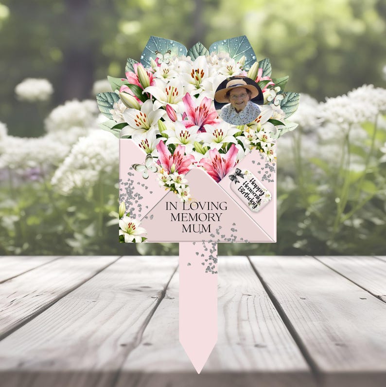 Memory Bloom In Loving Memory Lily Flower Bouquet Grave Marker | Memorial Flowers ...