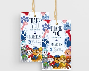 Puppy Thank You Tag | Favor Tag | Paw-ty Invite | Instant Download | Canva Template