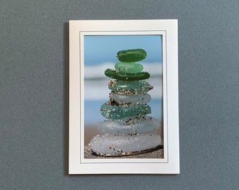 Sea Glass Card, Blank Photo Greeting Card, Handmade Card, Photograph Stationary Note Card, Frameable Card, Sea Glass Beach Vintage Card