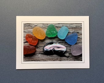 Sea Glass Card, Pride Card, Rainbow Sea Glass, Frameable Photo Card, Beach Glass Blank Card, Beach Gift Card, Rainbow Pride Card, Pride Card