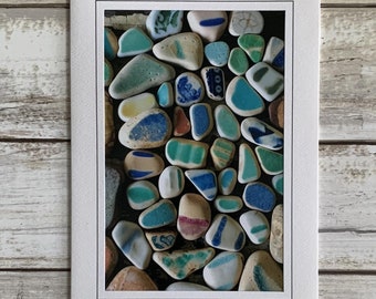 Sea Glass Card, Photo Greeting Card, Sea Pottery Vintage Card