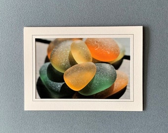 Sea Glass Photo Card, Autumn Photo Card, Fall Seasonal Sea Glass Card, Blank Card, Frameable Card, Sea Glass Beach Glass Photography, Art