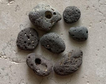 Beach Stones, Found Beach Stones, Zen Stones, Stones with Natural Holes, Wishing Stones