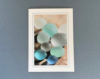 Photo Card, Sea Glass Greeting Card, Beach Glass Card, Frameable Photo Card, Photograph Blank Card, Sea Glass Vintage Beach Card, Handmade