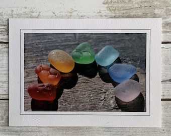 Sea Glass Card, Sea Glass Photo Card, Photography Card, Rainbow Card