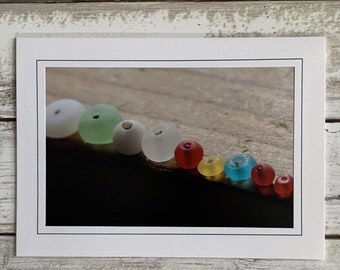 Sea Glass Card, Sea Glass Photo Card, Sea Glass Beads Photo