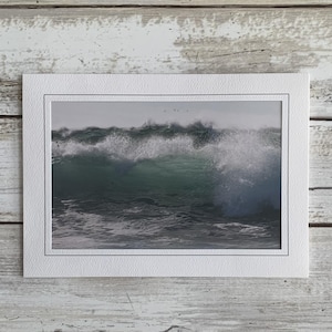 Aqua Ocean Wave Card, Monterey Bay Wave Note Card, Handmade Blank Photo Card, Ocean Wave Photograph, Frameable Card, Aqua Wave Crashing